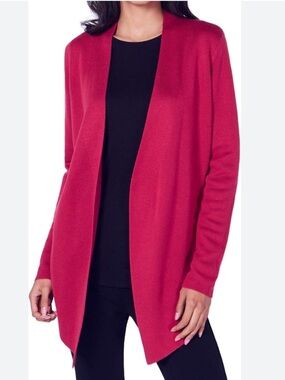EILEEN FISHER Silk-Blend Cardigan Sweater Angle-front Lagenlook Chic Size Medium